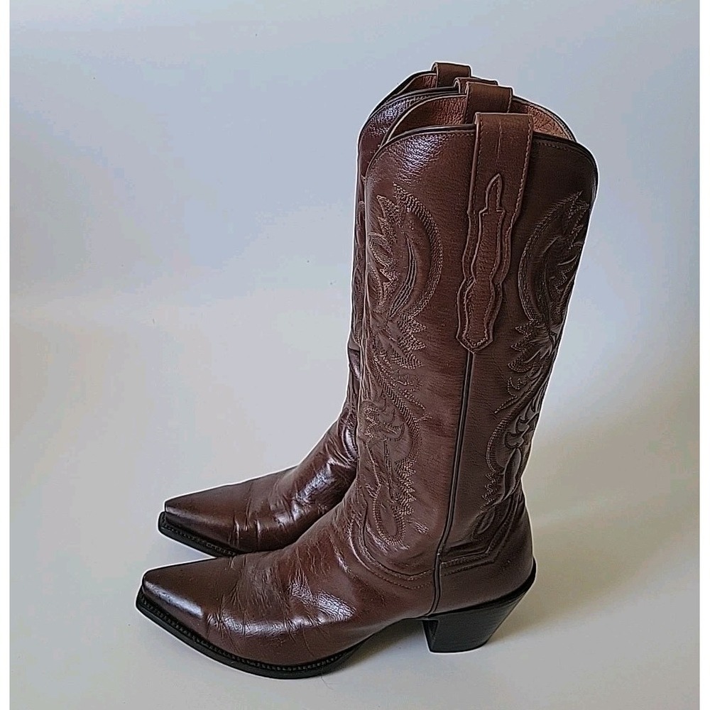 Dan Post Western Cowboy Boots Womens 9.5M Snip Toe Embroidered Mid Calf 5991